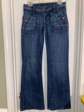 Rock & Republic Indigo Flared Jeans with Front Patch Pockets